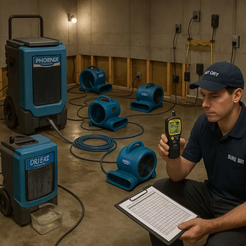 Structural Drying and Dehumidification process in Taylor, AZ